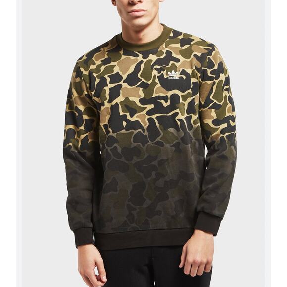 Adidas Originals Camo Camouflage Drip‎ Effect Sweatshirt Trefoil Size Small - Picture 1 of 10
